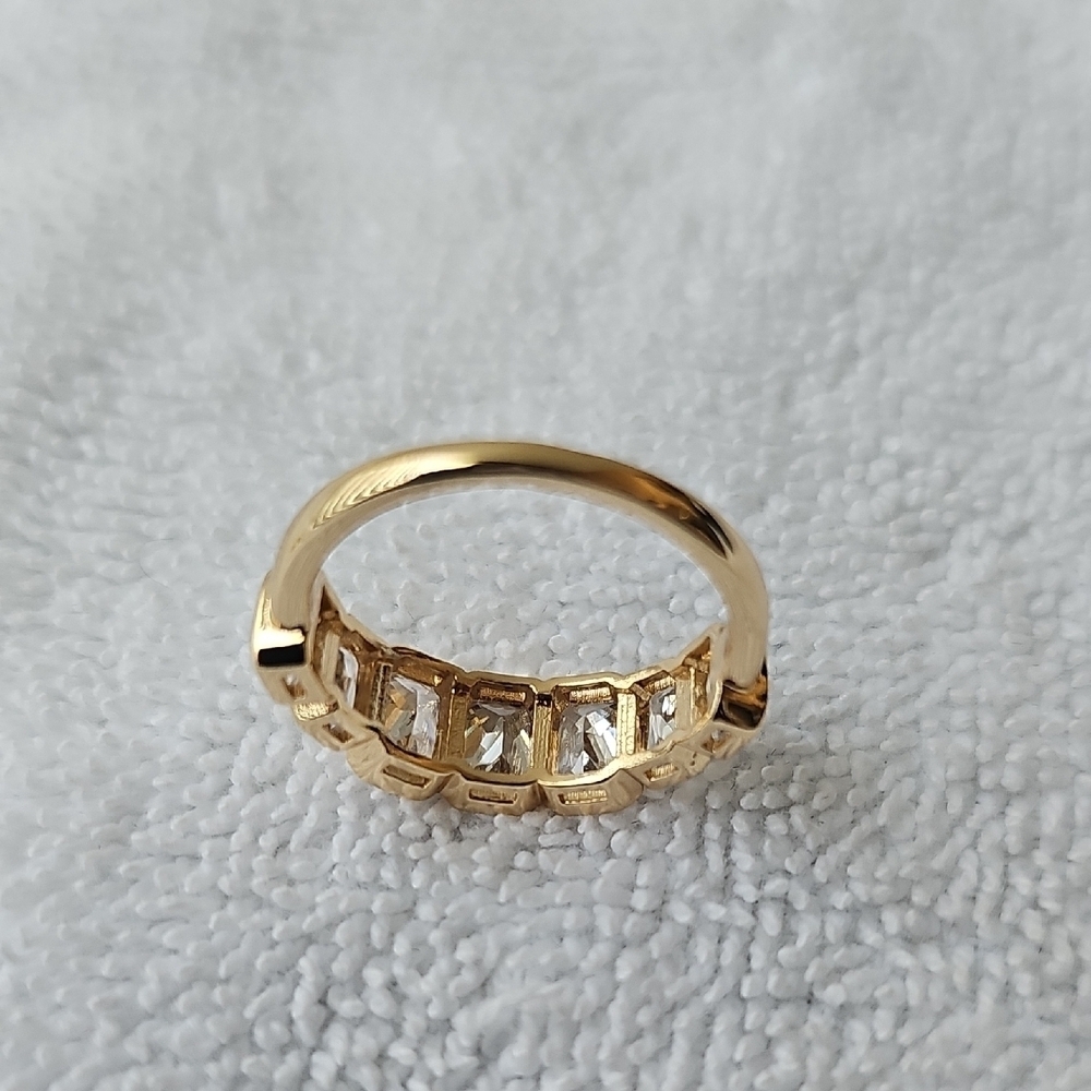 NWT Nordstrom Rack Elegant Cubic Zirconia Gold Ring Duo  Nickel Free. Size 8 - Picture 7 of 11